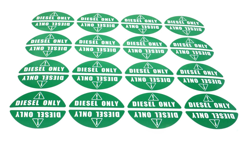 Set of 16 Green Diesel Only Stickers Decals 0.82'' X 2.17''