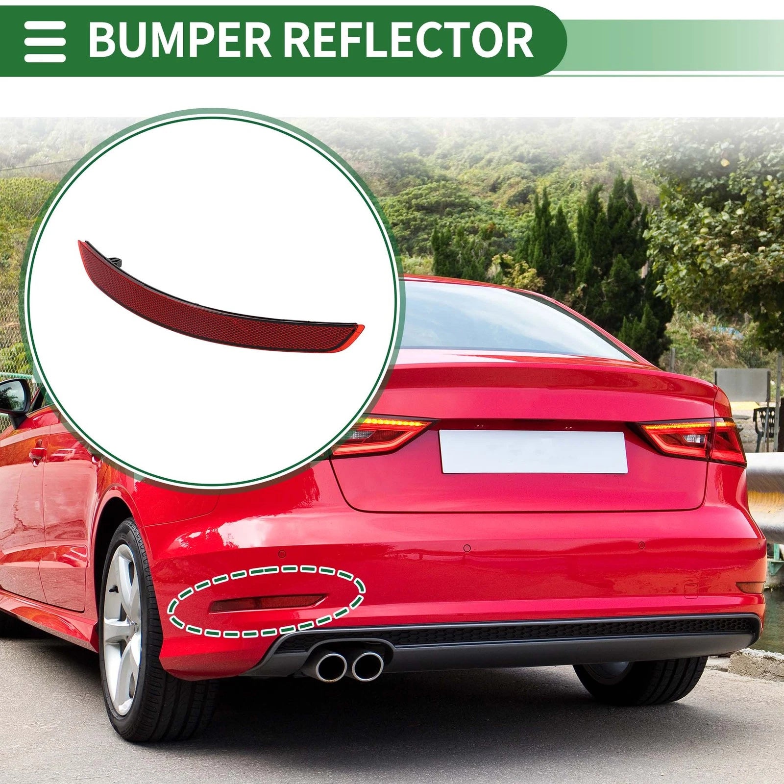 Bumper Reflector Rear Left Replacement for Audi A3 (2014–2016)