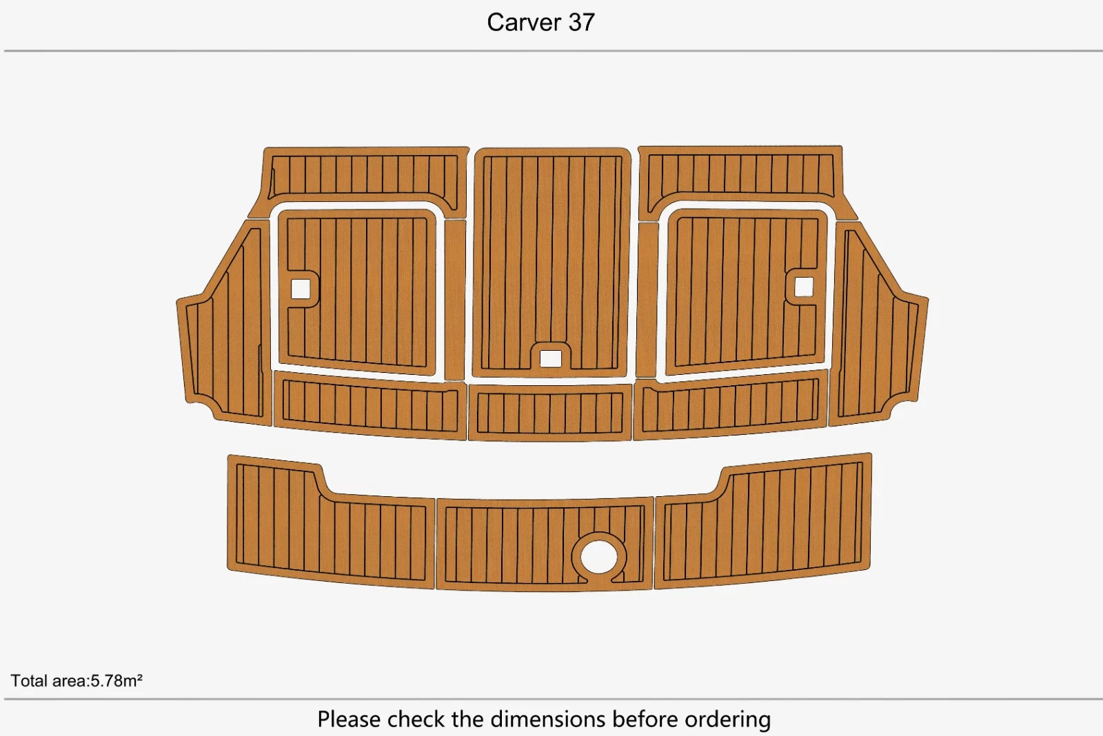 EVA Teak Faux Flooring Mat Pad for Carver 37 Cockpit Swim Platform