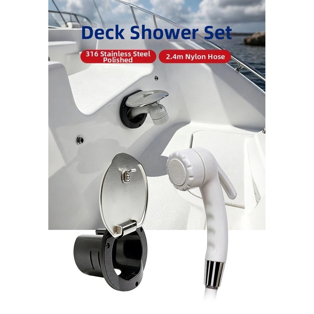 Shower Set for Boat with 2.4m Nylon Hose and Rainfall Flow