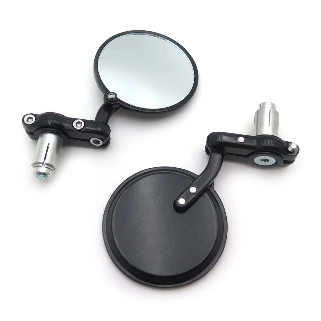 Set of 2 Black Foldable 1" 25mm Handle Bar End Side Mirrors for Motorcycle