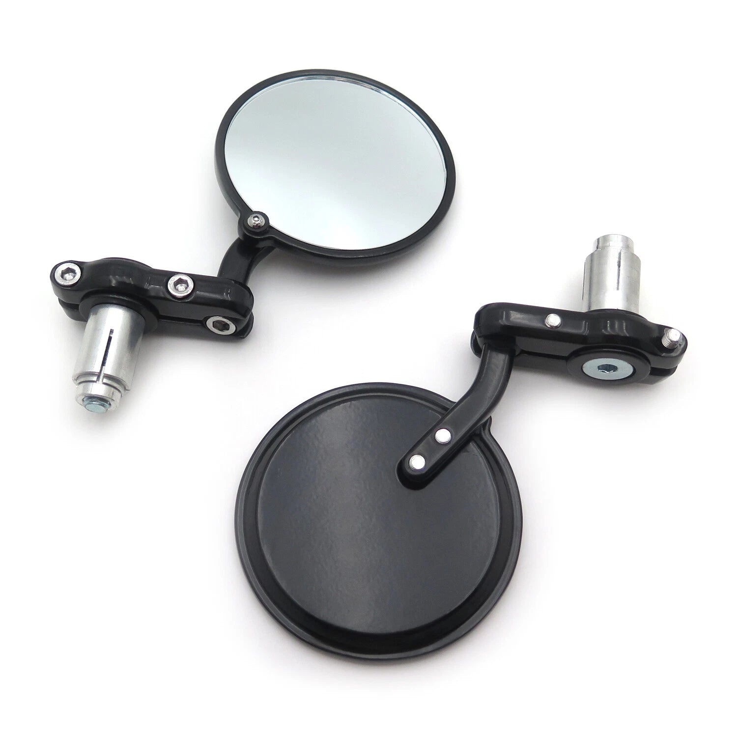 Set of 2 Black Foldable 1" 25mm Handle Bar End Side Mirrors for Motorcycle