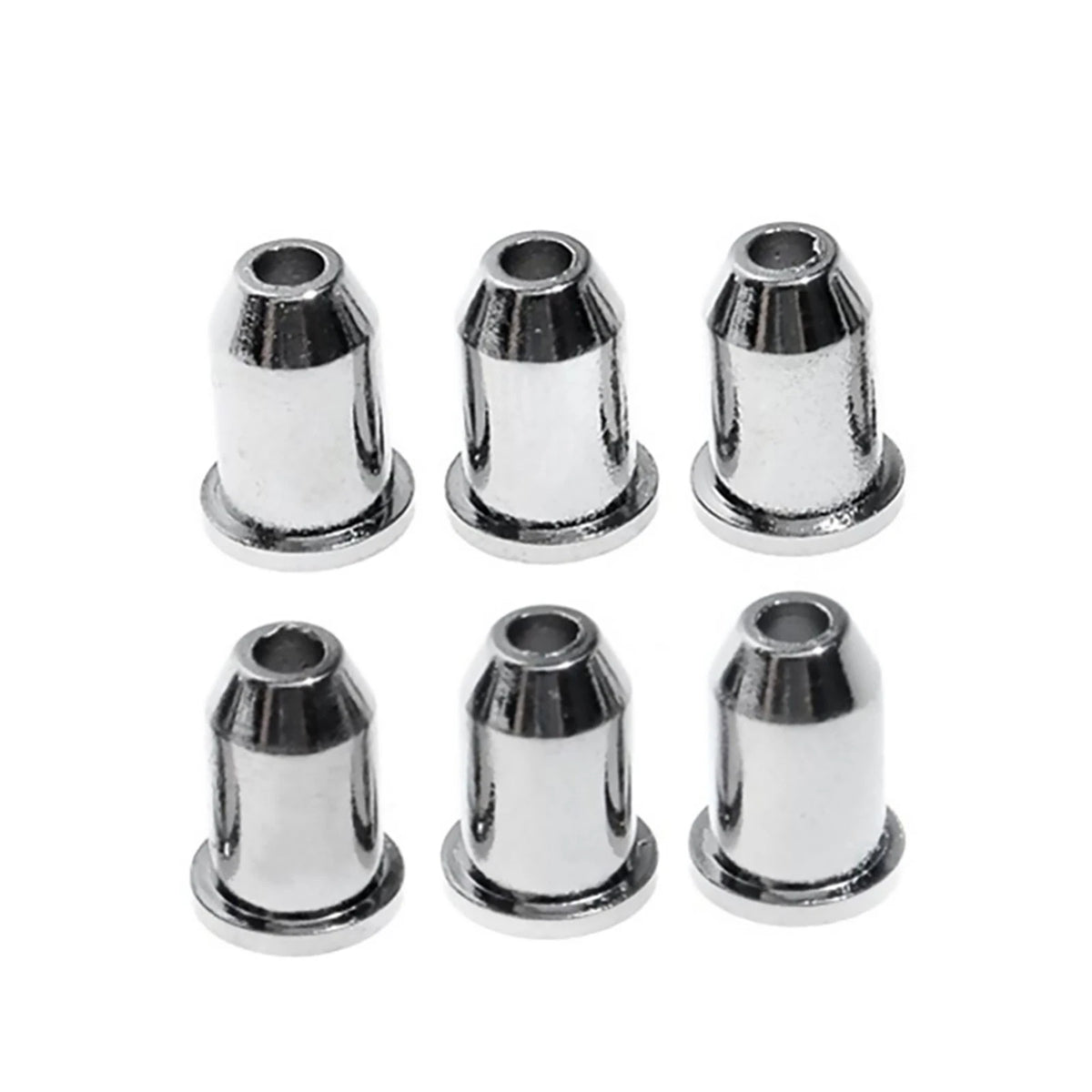 Set of 6 Chrome Through Body String Mounting Ferrules for Electric Guitar