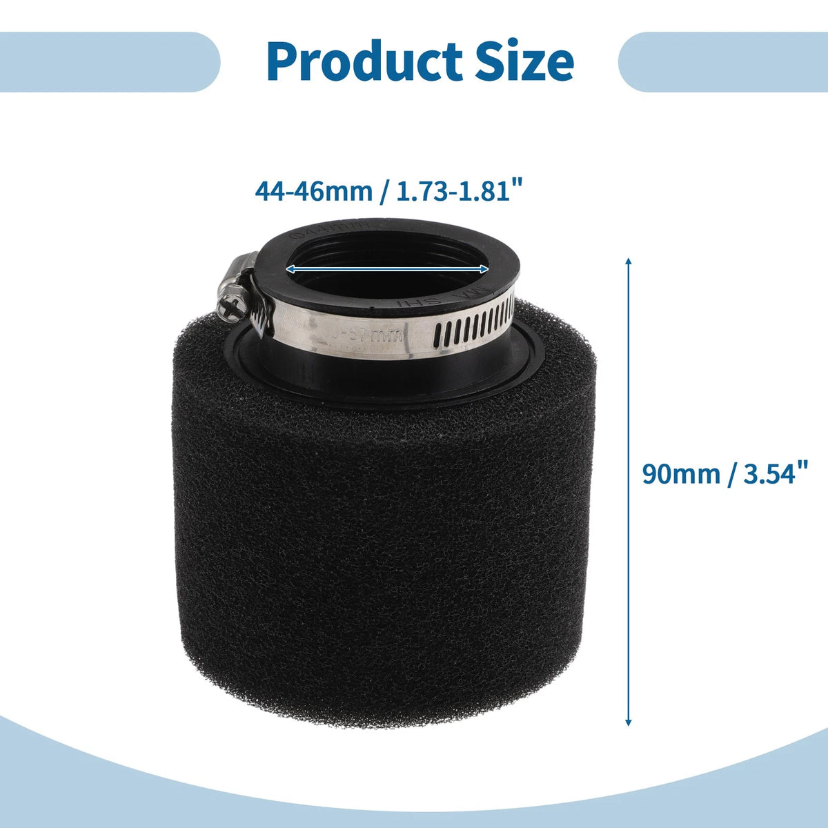 Set of 1 Motorcycle Air Filter Universal 44-46 mm Rubber Foam Black