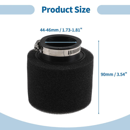 Set of 1 Motorcycle Air Filter Universal 44-46 mm Rubber Foam Black