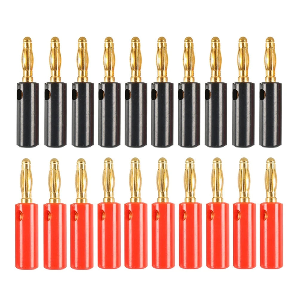 20x 4MM Gold Plated Audio Speaker Cable Wire Screw Banana Plug Connector