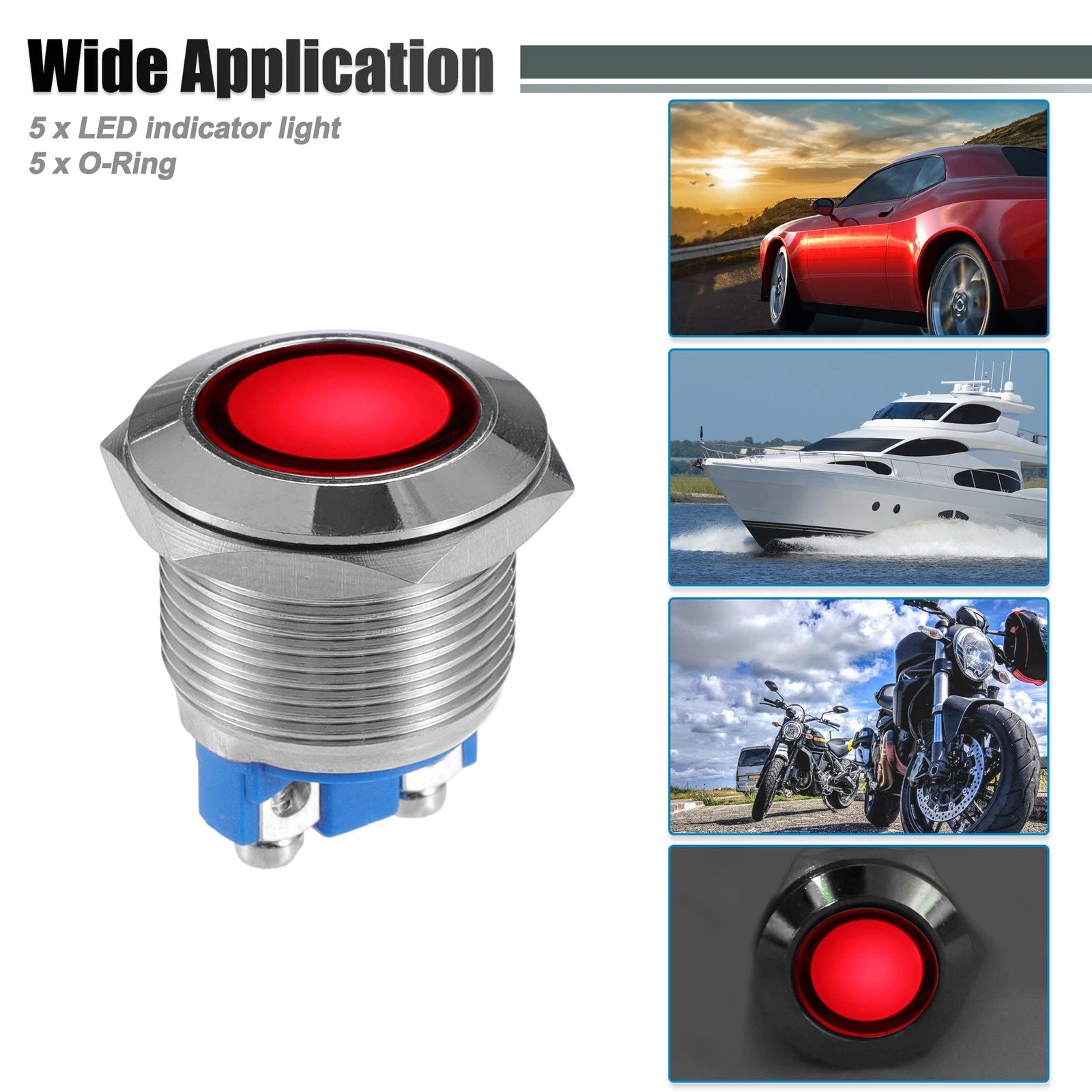 5pcs LED Indicator Light 19mm for Car Interior (230V)