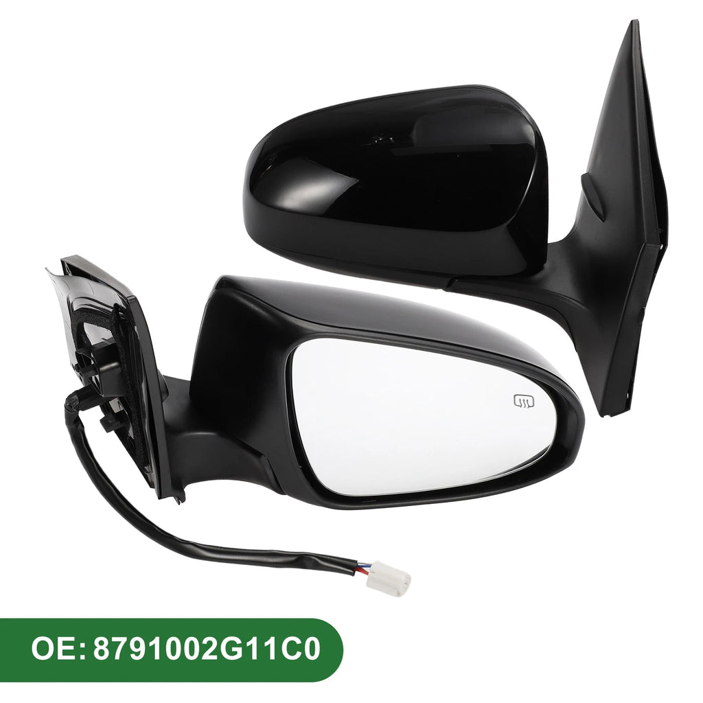Right Door Mirror Replacement for Toyota Corolla Manual Folding Gloss Black (2002–2016)