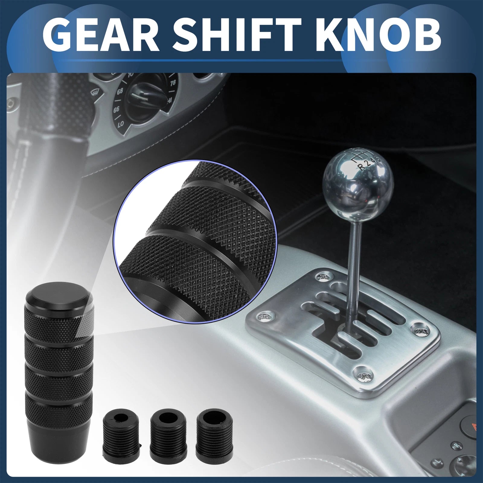 Shift Knob with 3 Adapters for Universal Fit (Automatic & Manual)