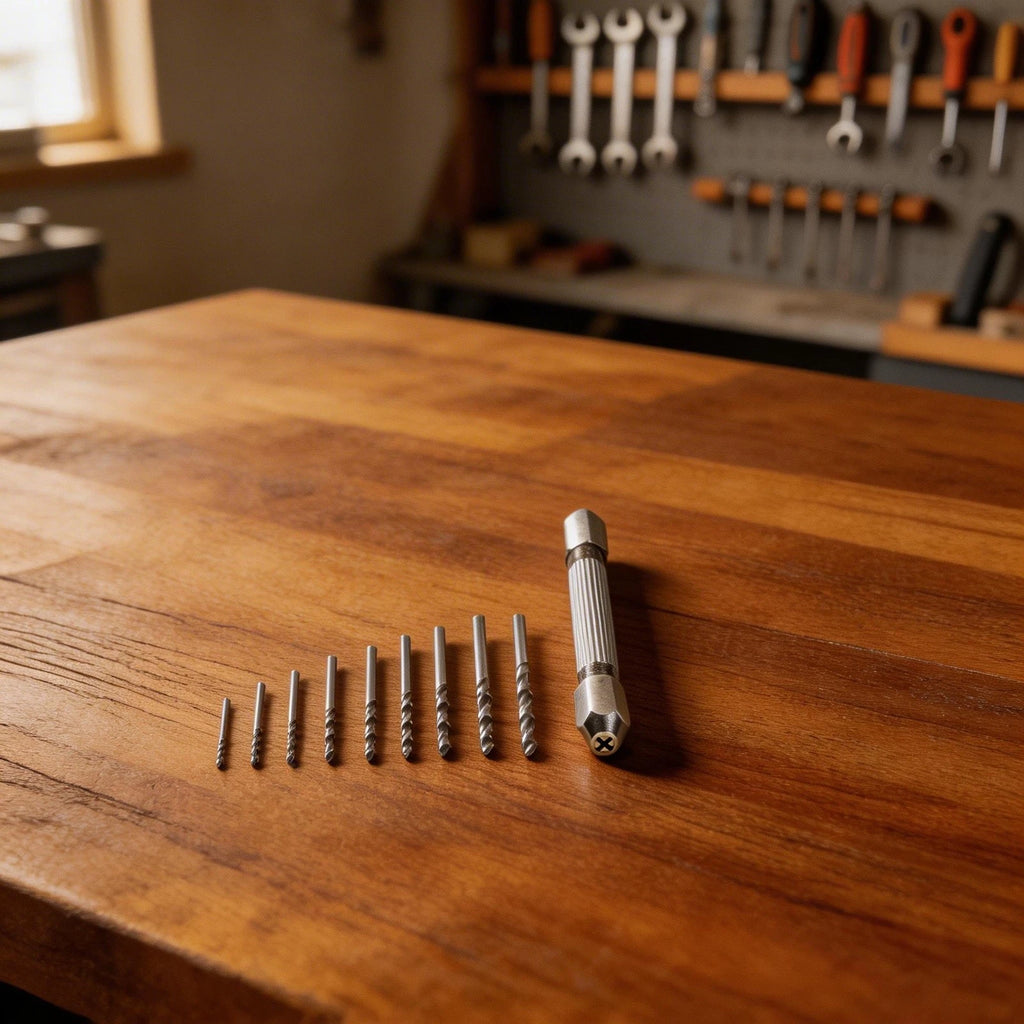 Pin Vise Hand Chuck Double End with 10 Drill Bits for Craft and Watchmaking