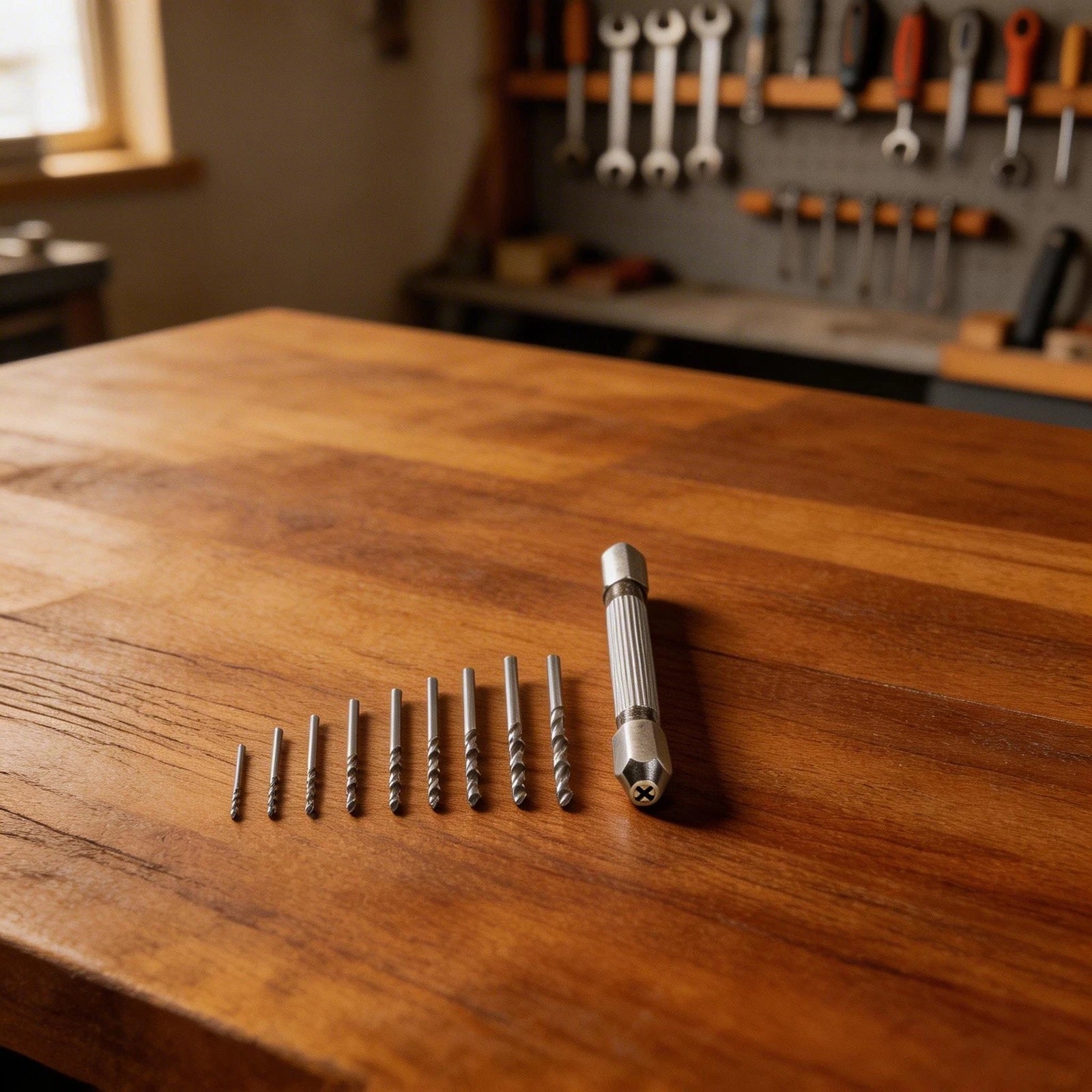 Pin Vise Hand Chuck Double End with 10 Drill Bits for Craft and Watchmaking