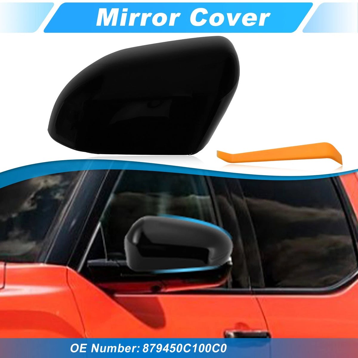 1Pc Glossy Black Left Side Mirror Cap for Toyota Tundra Sequoia (2022–2025)