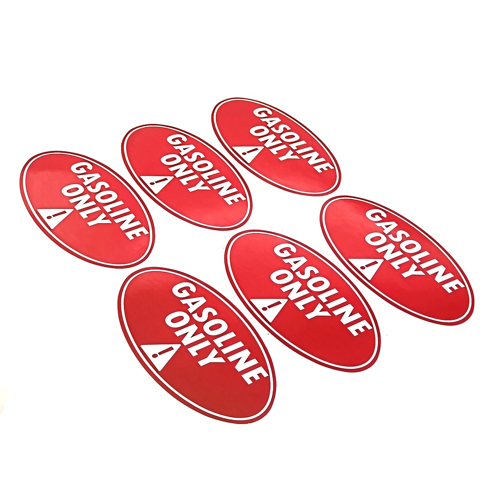 Set of 6 Gasoline Only Fuel Caution Warning Decals 2" x 4"