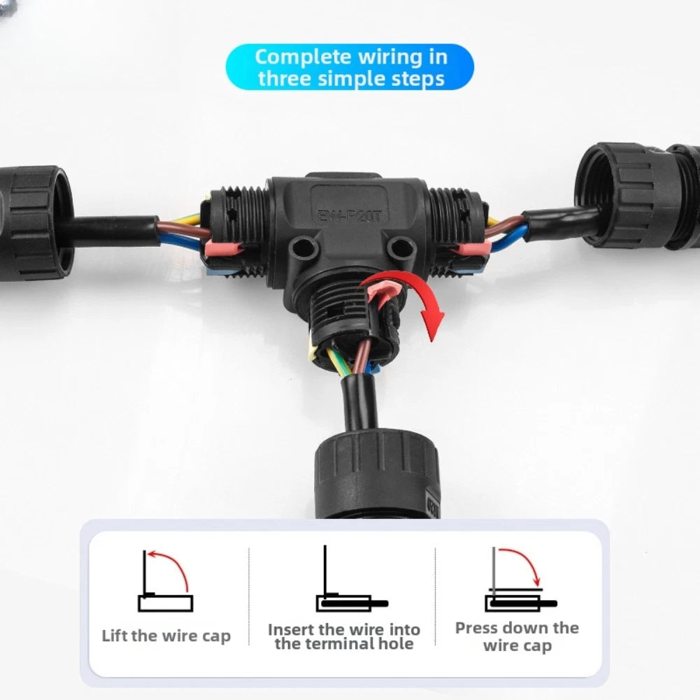 3-Core Waterproof Electrical Connector P20T for Various Applications