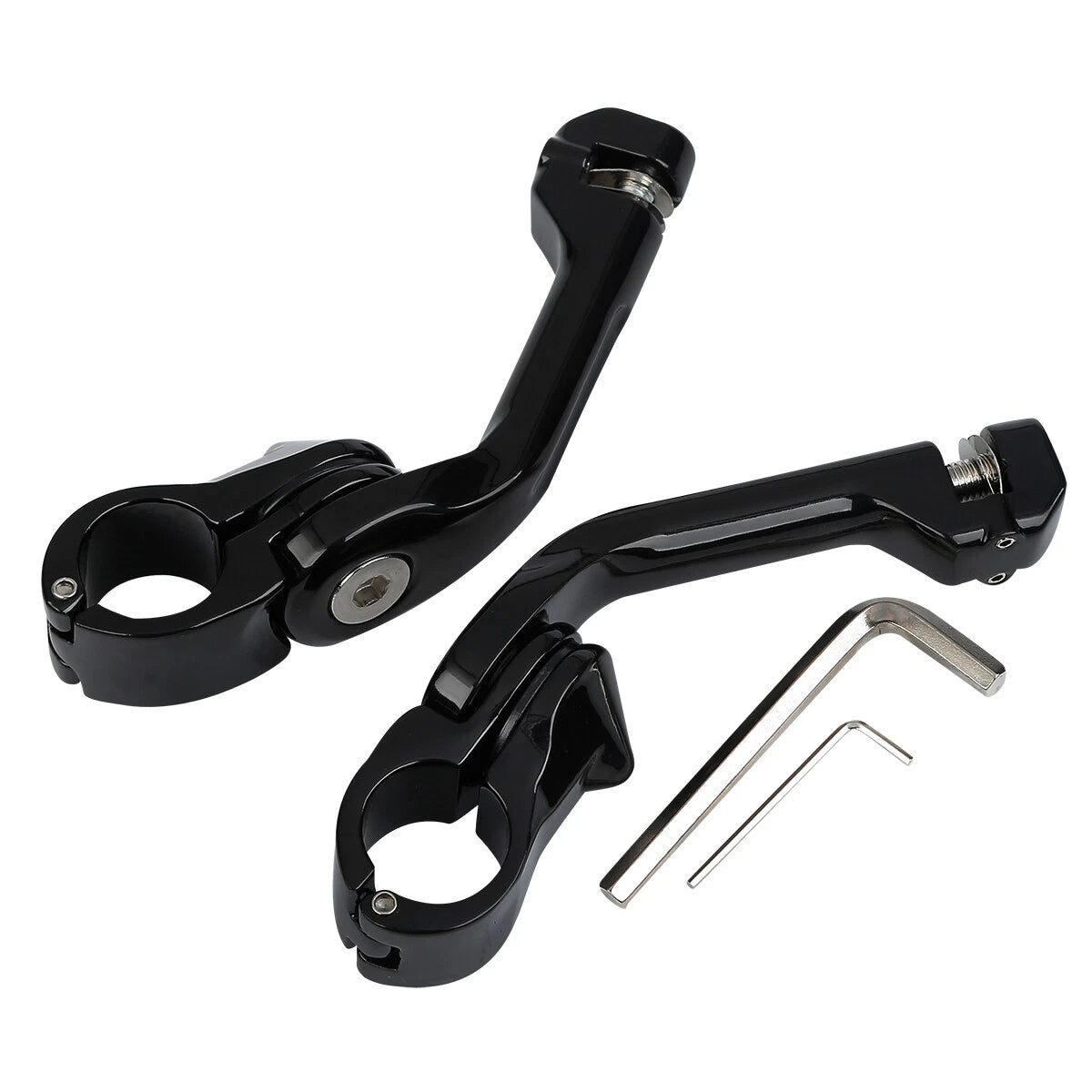 1.25" Gloss Black Highway Long Angled Peg Mount Kit for Harley Davidson