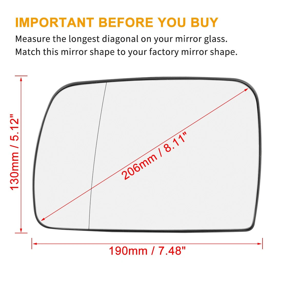 Left Side Rearview Mirror Glass Heated w Backing for BMW X5 (2000–2006)
