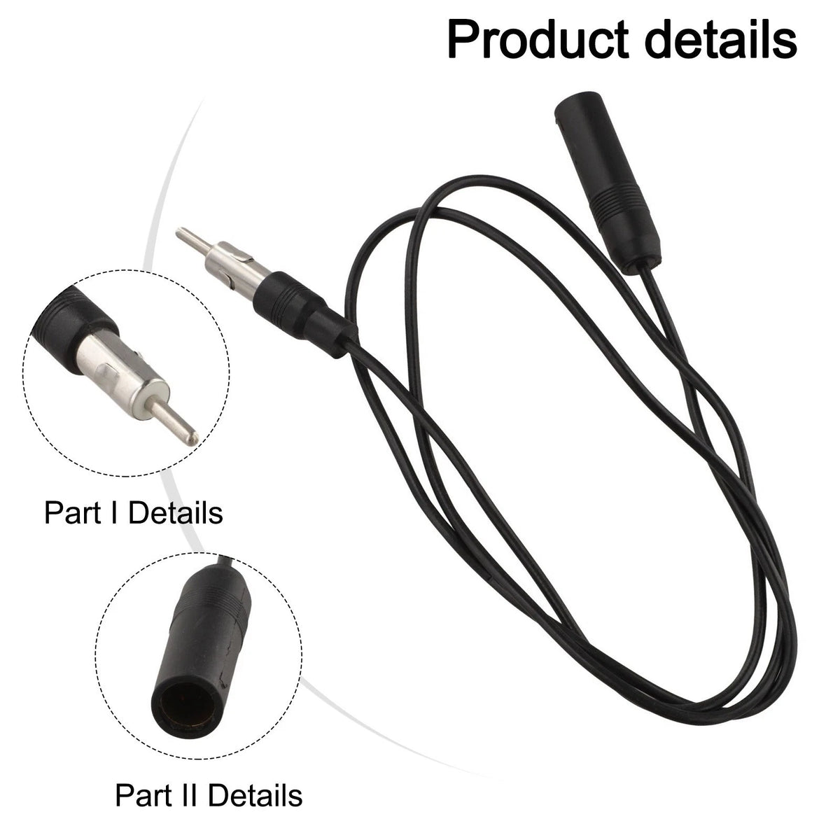 Hassle Installation Car Stereo Radio Antenna Extender Cable 100cm