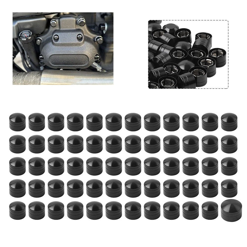 60X Black Engine Screw Caps for Harley Twin Cam (1999–2017)