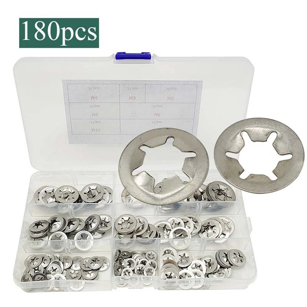 Star Lock Washer Collection for Automotive Applications (180 Pieces)