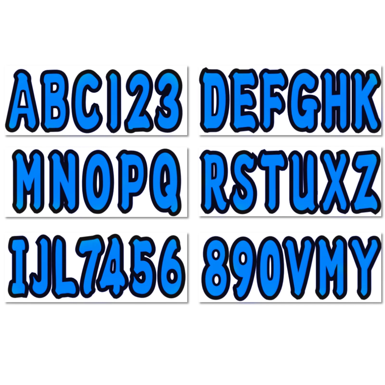 Boat Registration Stickers A-Z & 0-9 Blue Decals