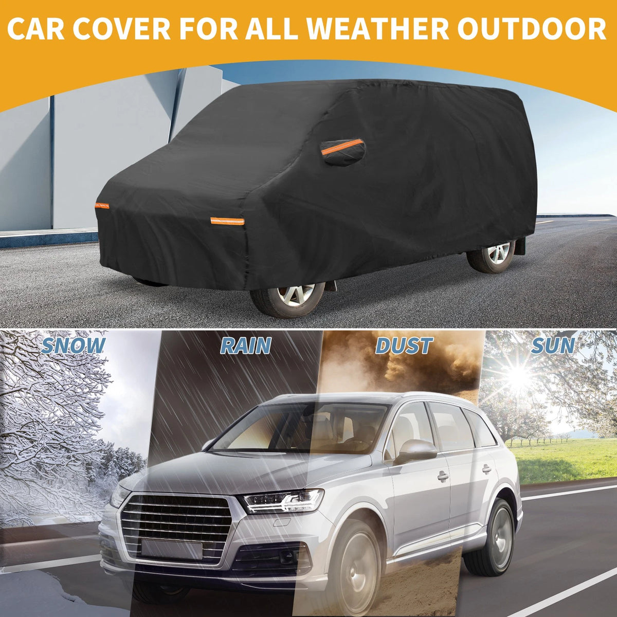 Car Cover Waterproof All Weather with Reflective Straps for Volkswagen T5 SWB (2003–2015)