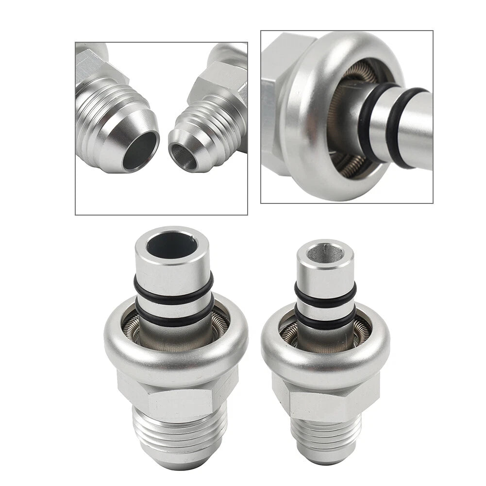 6AN+8AN Silver Straight Fuel Rail Fitting Adapter Kit for Ford Mustang (1986–1998)