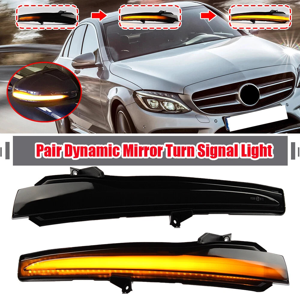 Pair Smoked Mirror Turn Signal Lights for Mercedes W205 W222 X253 W213