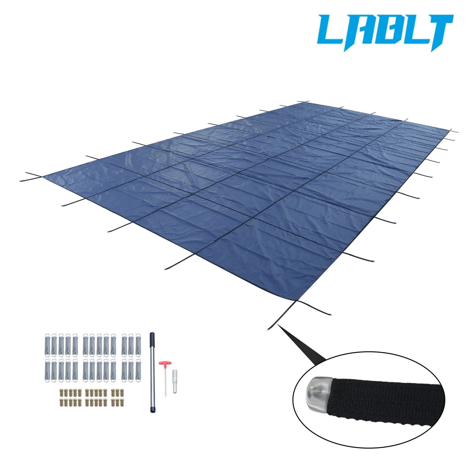 Winter Rectangle Safety Cover for Above Ground Pool (20x38 FT) Blue