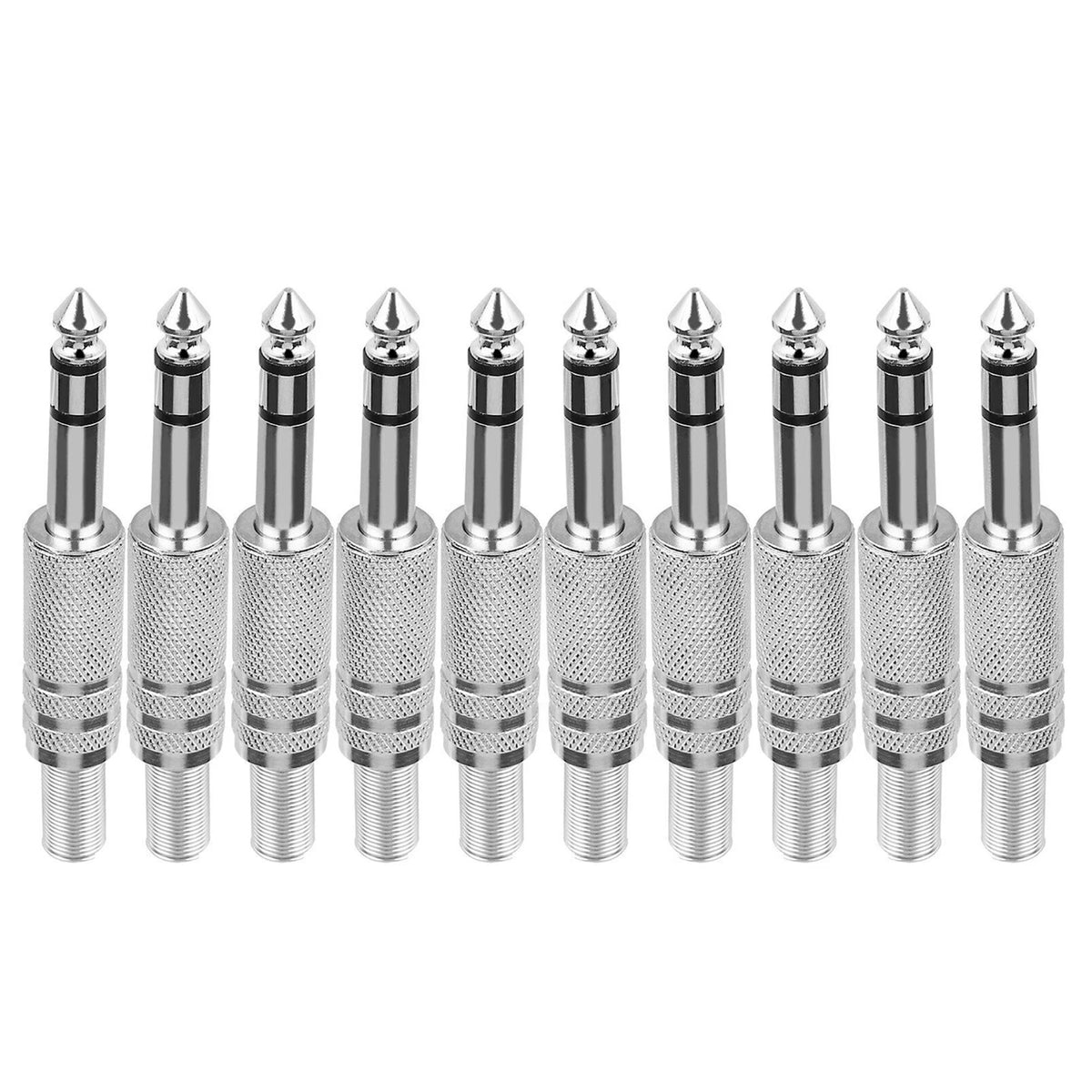 10-Pack 1/4" Male Mono Plug Stereo Audio Jack Connector Adapter