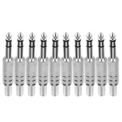 10-Pack 1/4" Male Mono Plug Stereo Audio Jack Connector Adapter