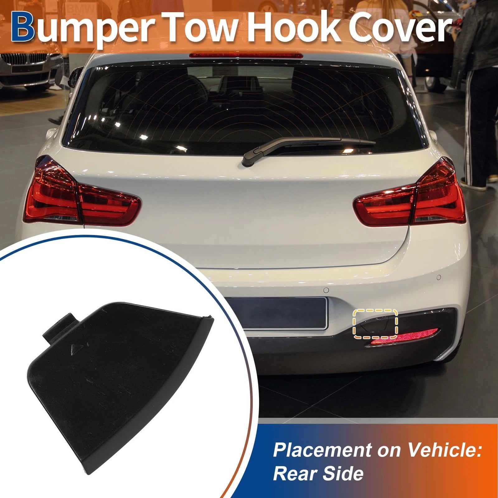 Rear Tow Hook Cover Unpainted Replacement for BMW 114i (2015–2018)