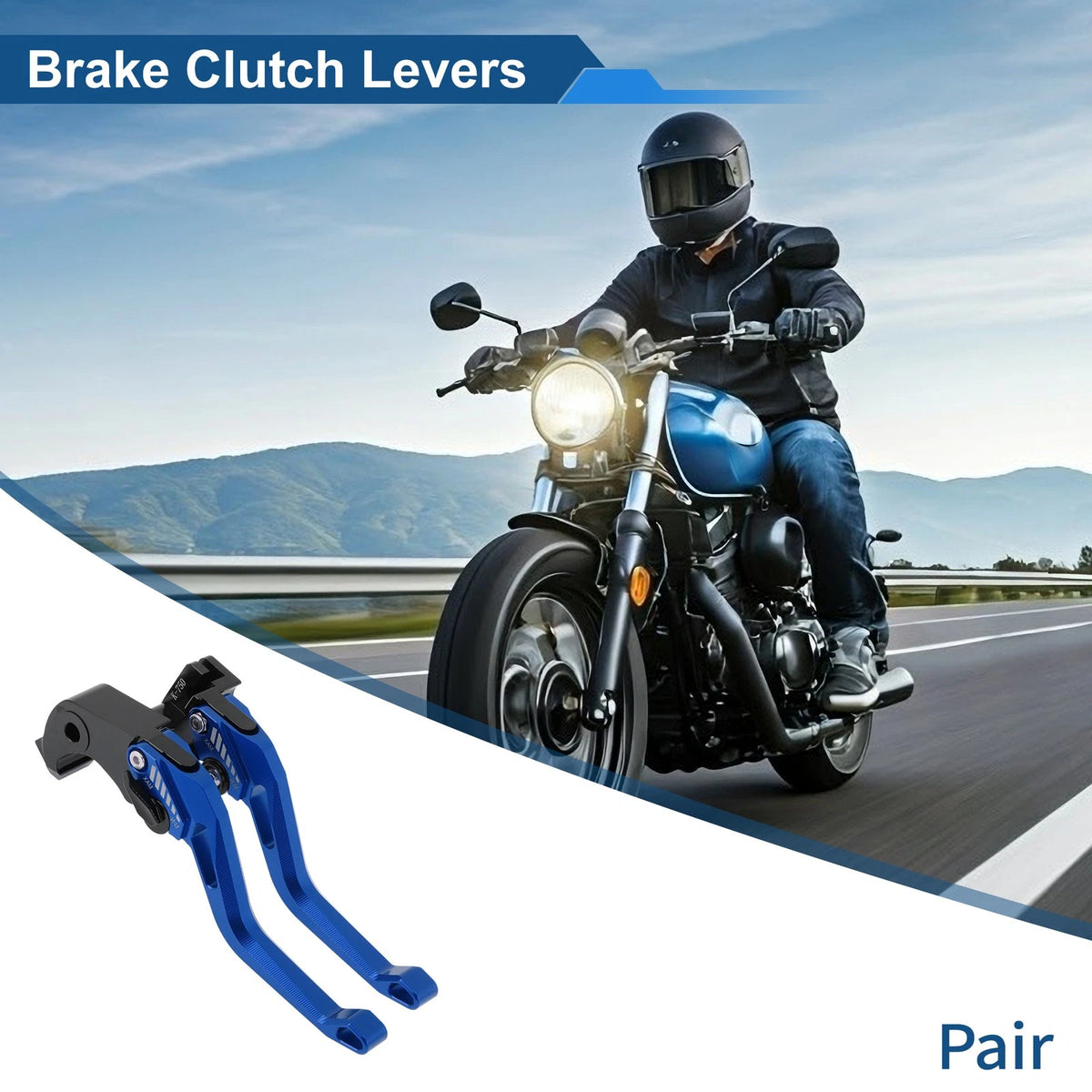 Adjustable Short Brake Clutch Lever for Kawasaki ZX6R (2019–2025) Blue