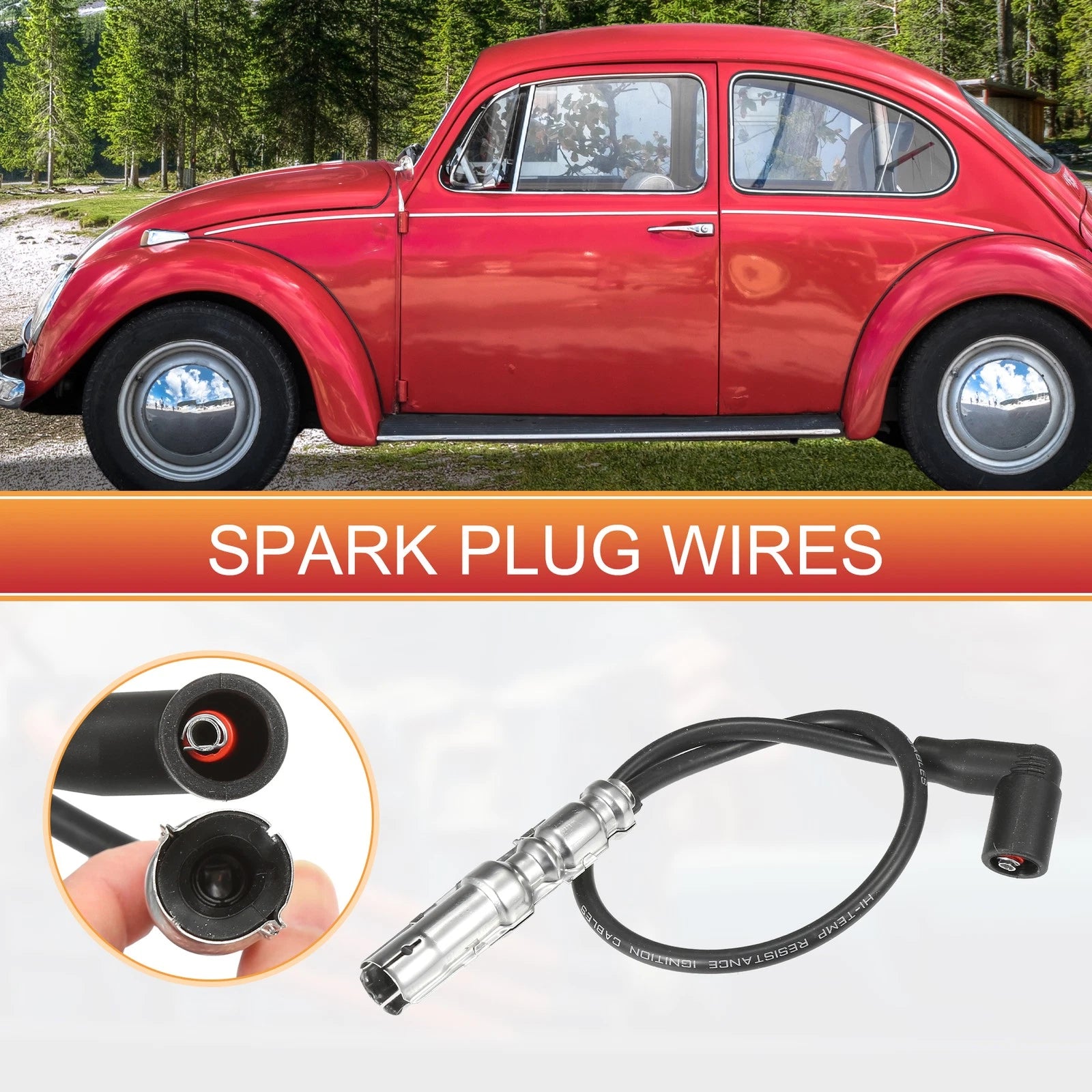 4 Pc Spark Plug Wire Ignition Coil Cable Replacement for Volkswagen Beetle (2002–2010)