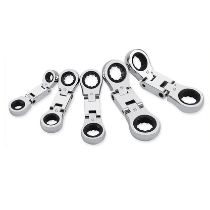 5pc Chrome Vanadium Steel Ratcheting Wrench Set 12 Point for Automotive