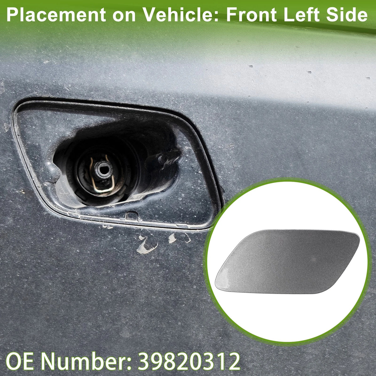 Front Left Washer Nozzle Cover Cap No. 39820312 for Volvo S60 (2014–2016) Gray