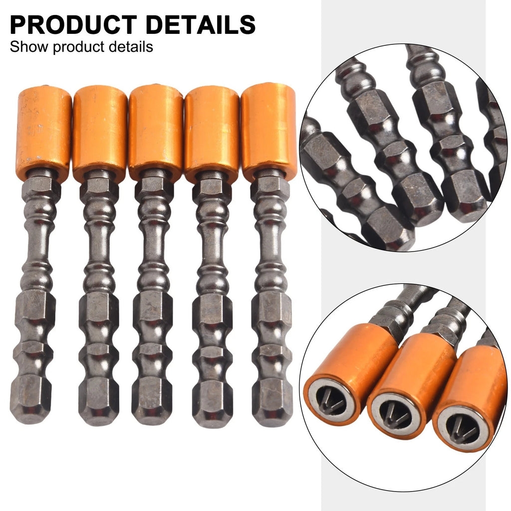 5pcs Magnetic Screwdriver Bit Set for Electric Screw Driver (65mm)