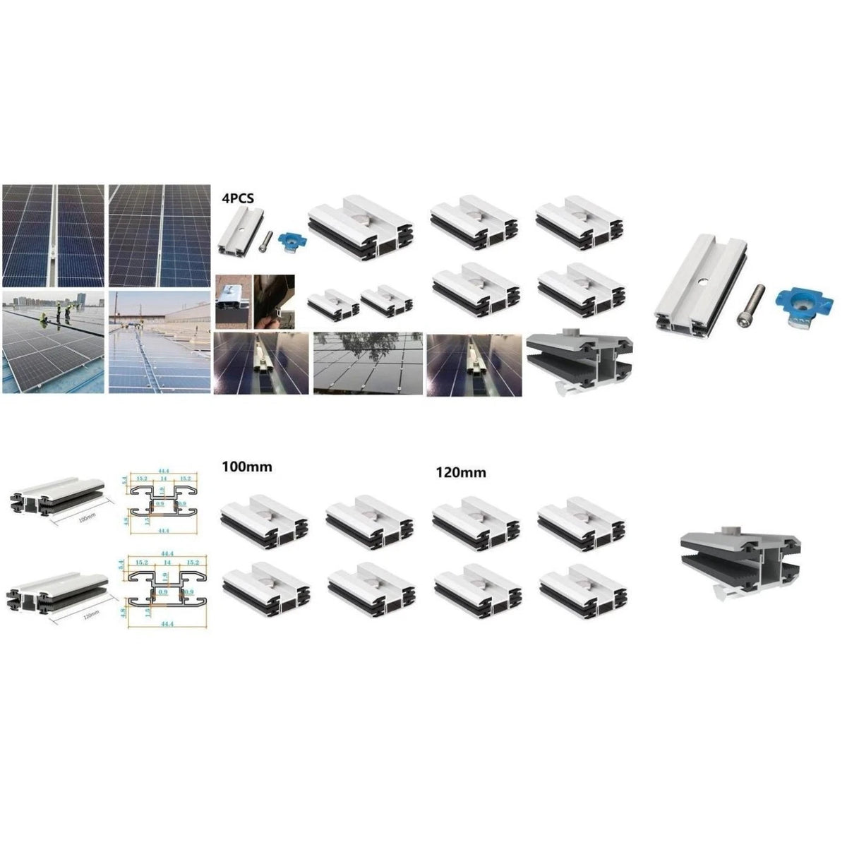 4X Solar Panel Centre Clamp with Pre Drilled Holes for Quick Installation