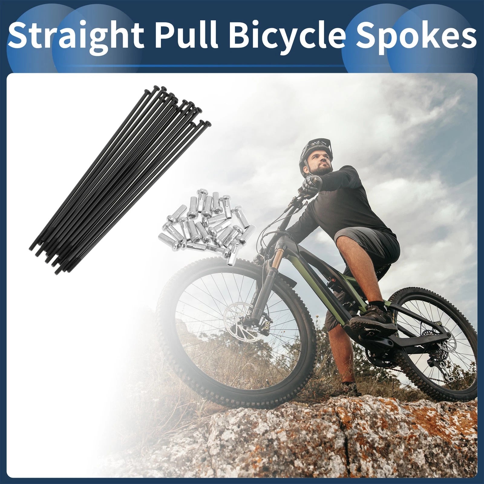 Bicycle Spokes Straight Pull Replacement Set for 109mm Black (2000–2025)
