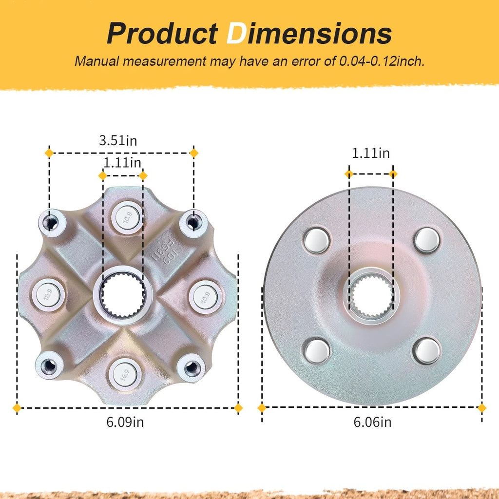 Set of 2 Rear Wheel Hubs for Yamaha Grizzly 400 4x4 YFM400FG (2007–2008)