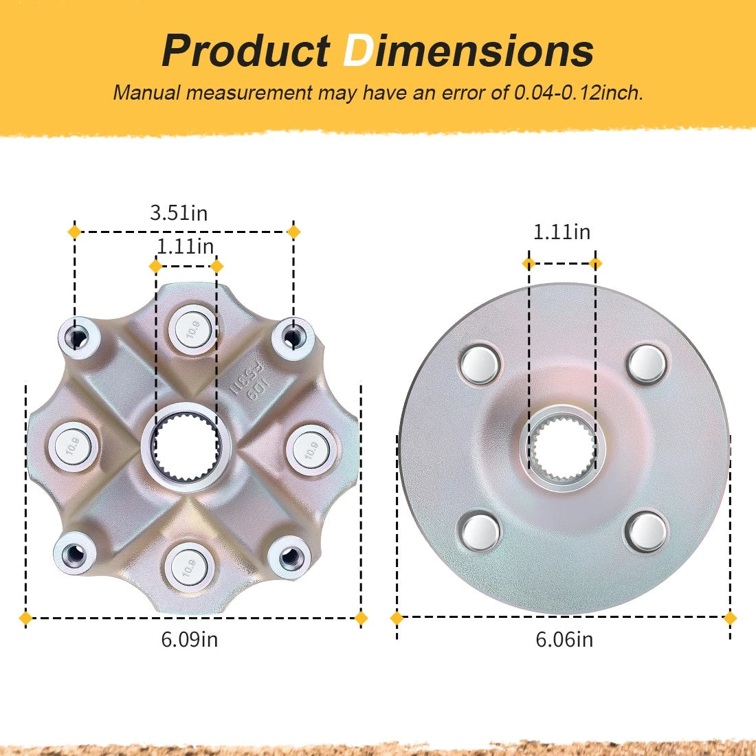 Set of 2 Rear Wheel Hubs for Yamaha Grizzly 400 4x4 YFM400FG (2007–2008)