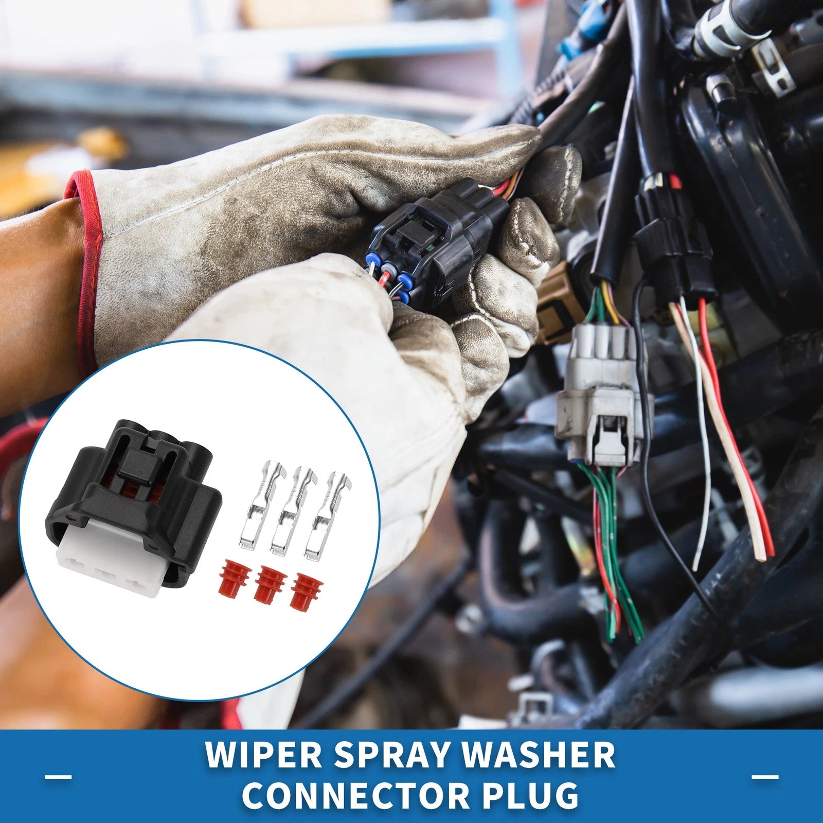 Wiper Washer Connector Plug 3 Pin Replacement for Toyota Lexus (2005–2015)