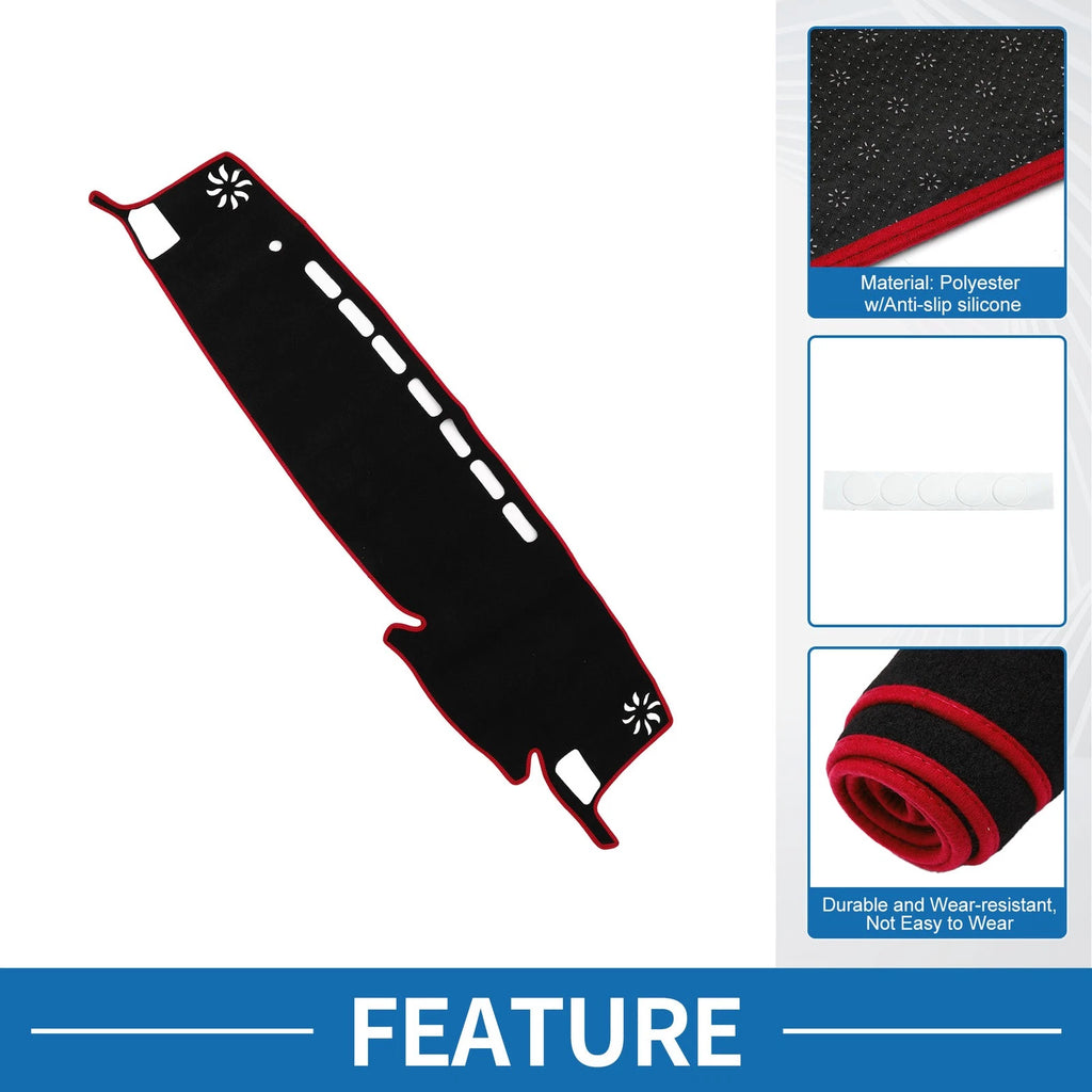 Dashboard Dash Cover Mat for Toyota Highlander (2021–2024) Black Red