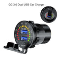 36W Dual USB Fast Charger Socket with LED Voltmeter ON/OFF Switch (12-24V)