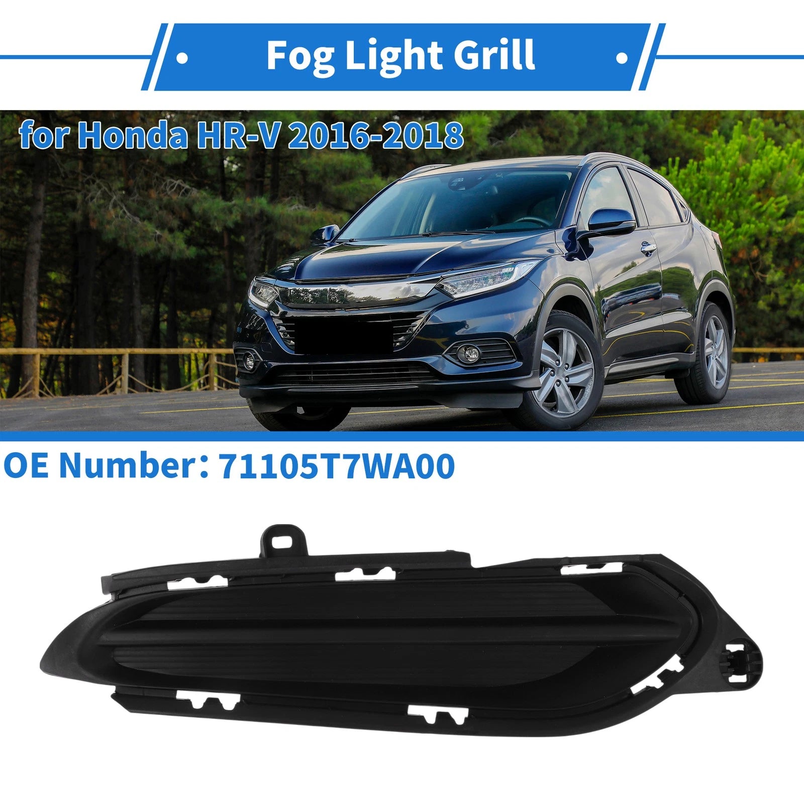 Front Right Fog Light Grill Replacement for Honda HR-V (2016–2018)