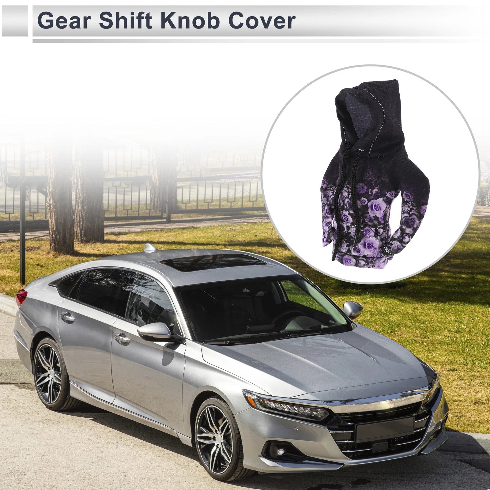 Gear Shift Knob Cover for Universal Car (Black, Purple)