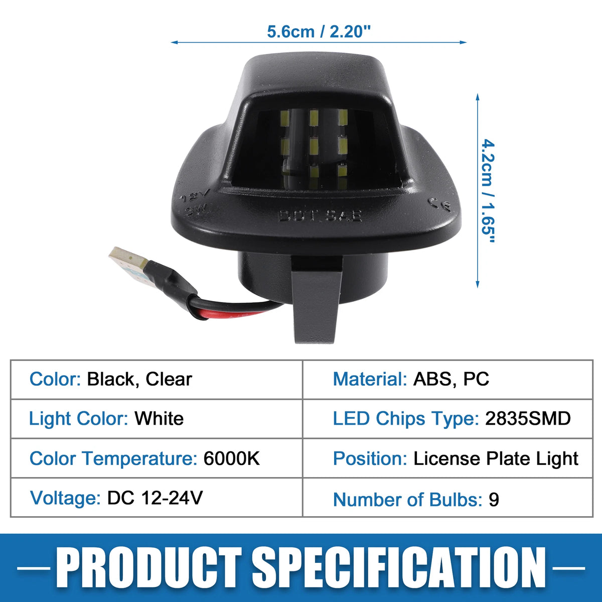Pair White LED License Plate Light Assembly 55055292 2835SMD for Dodge Dakota (2005–2007)