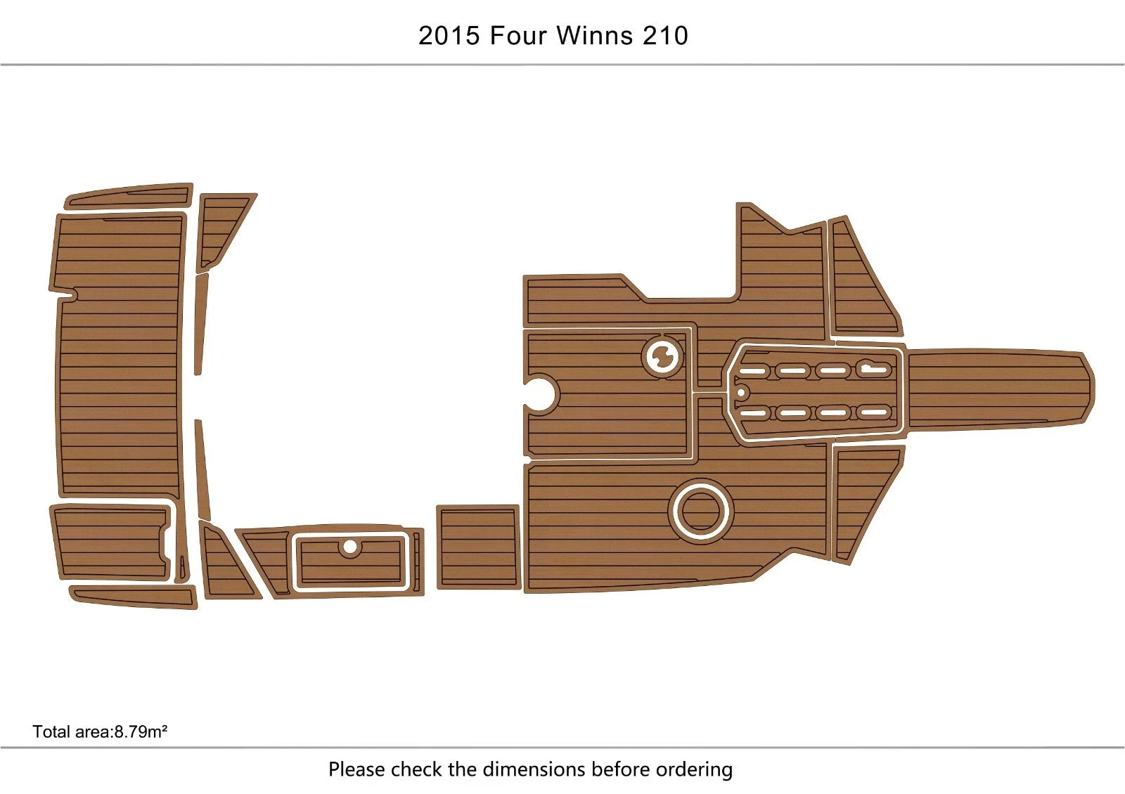 EVA Foam Faux Teak Deck Floor Mat for Four Winns 210 (2015)