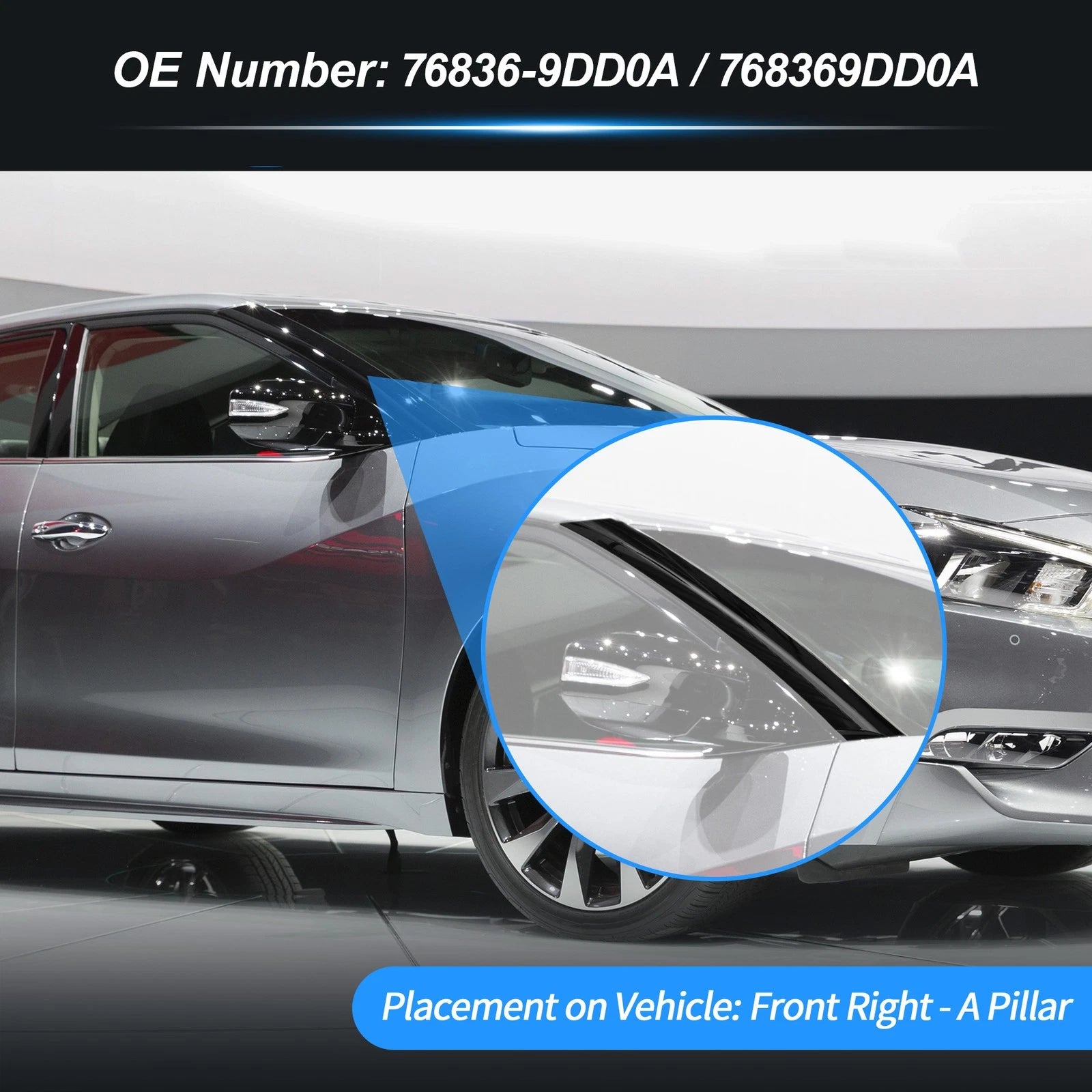 Front Right A Pillar Window Cover Trim for Nissan Maxima (2018–2019)