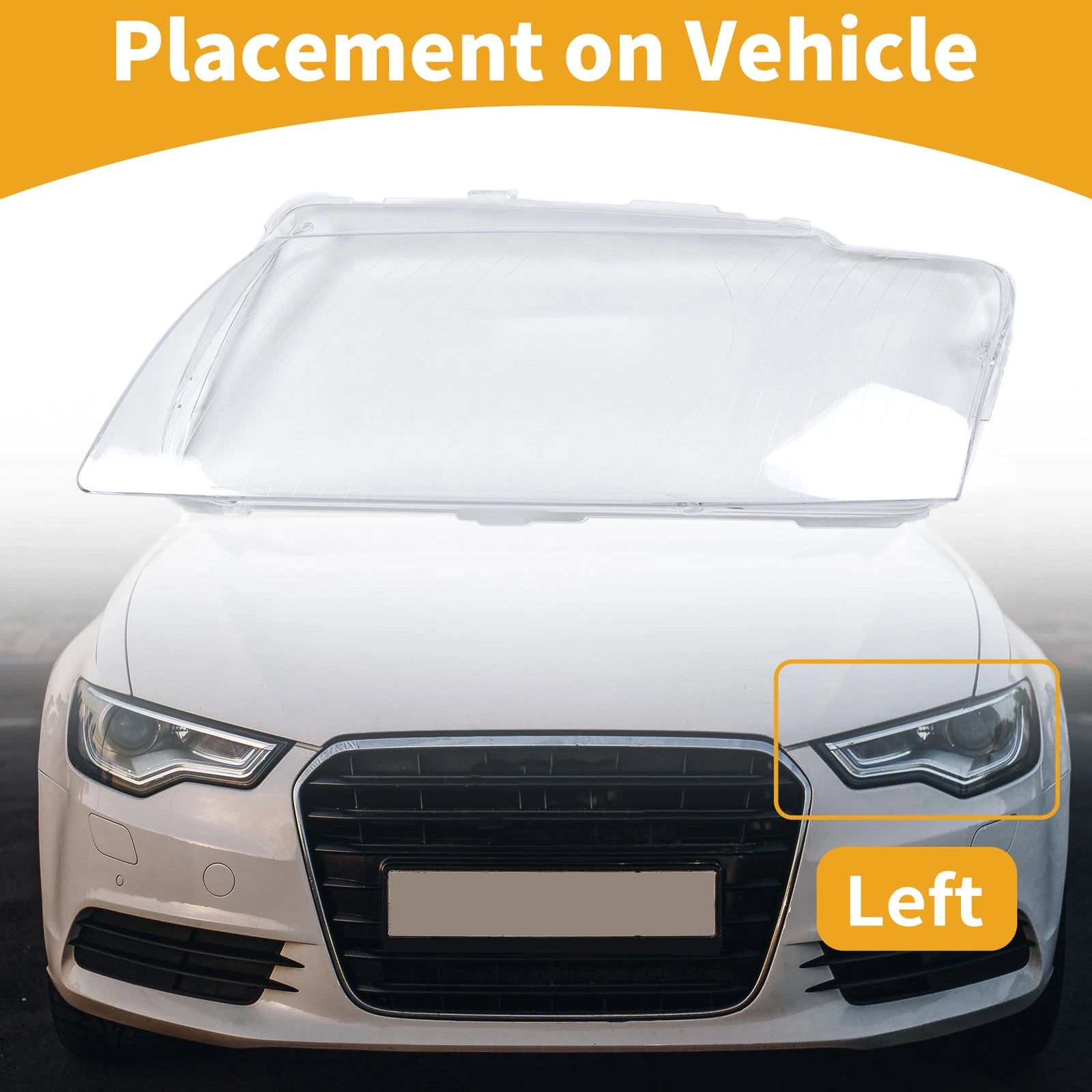 1 Pc Headlight Lens Cover for Audi A8 (2004–2009) Clear
