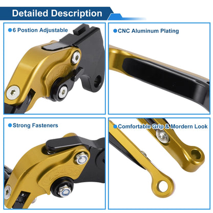 Adjustable Brake Clutch Lever Set for Yamaha MT125 (2014–2021) Gold Black